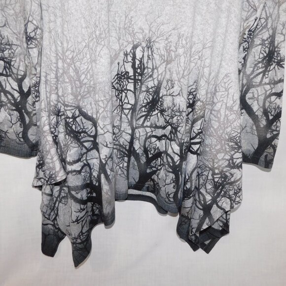 Orange Fashion Village Grey Black Forrest Trees Womens L  / XL Knit Tunic Top - Picture 4 of 12
